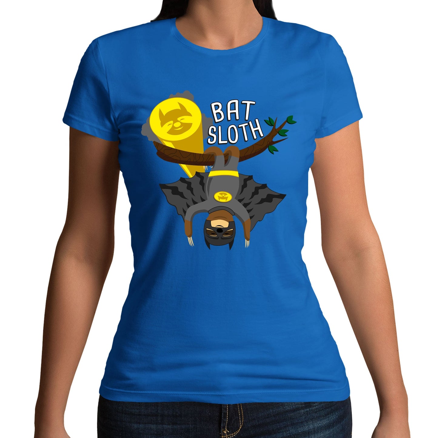 Bat Sloth Funny Super Hero Womens T-shirt