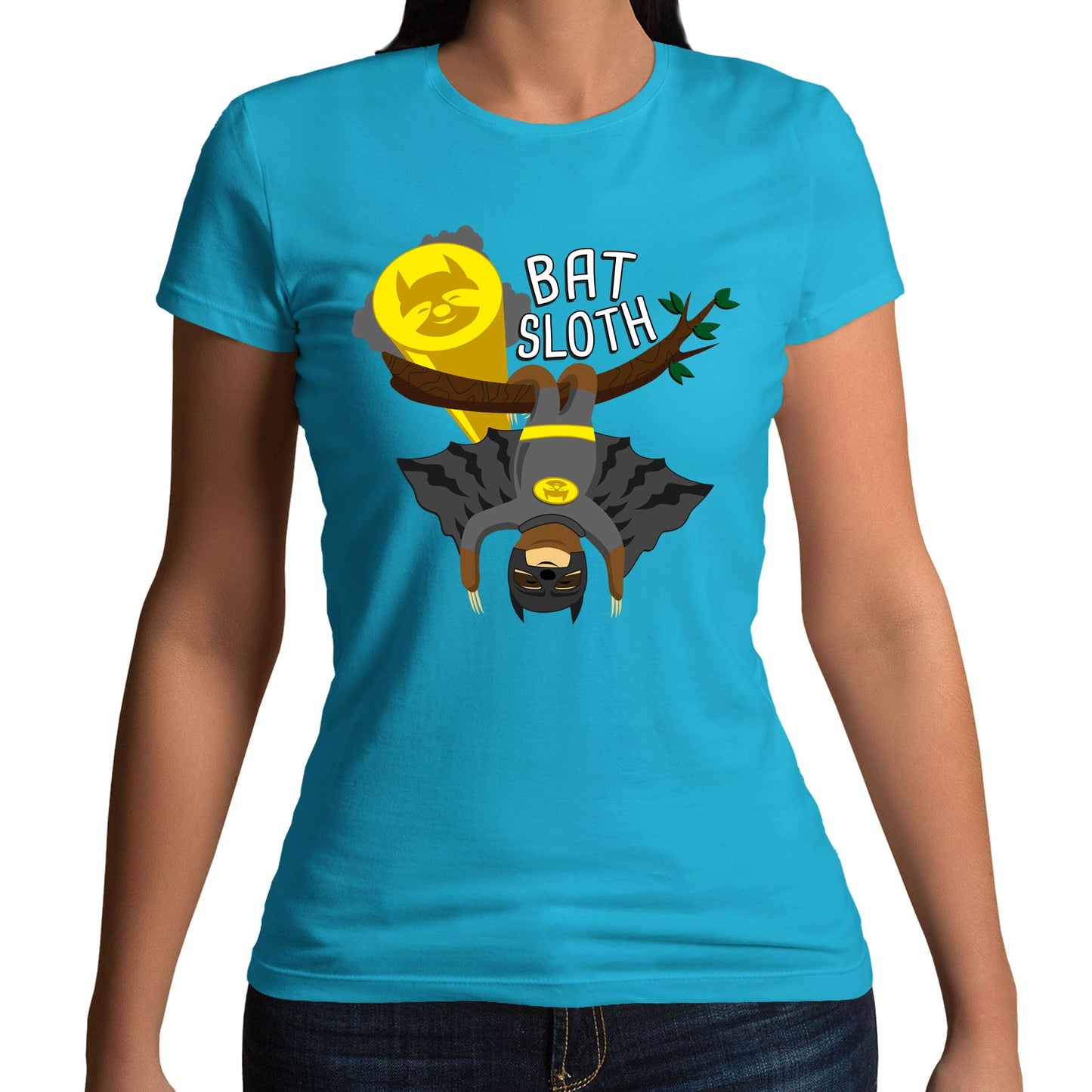 Bat Sloth Funny Super Hero Womens T-shirt