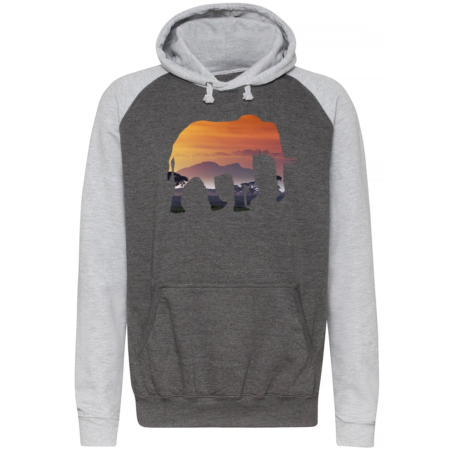 Elephant Silhouette African Landscape Baseball Hoodie