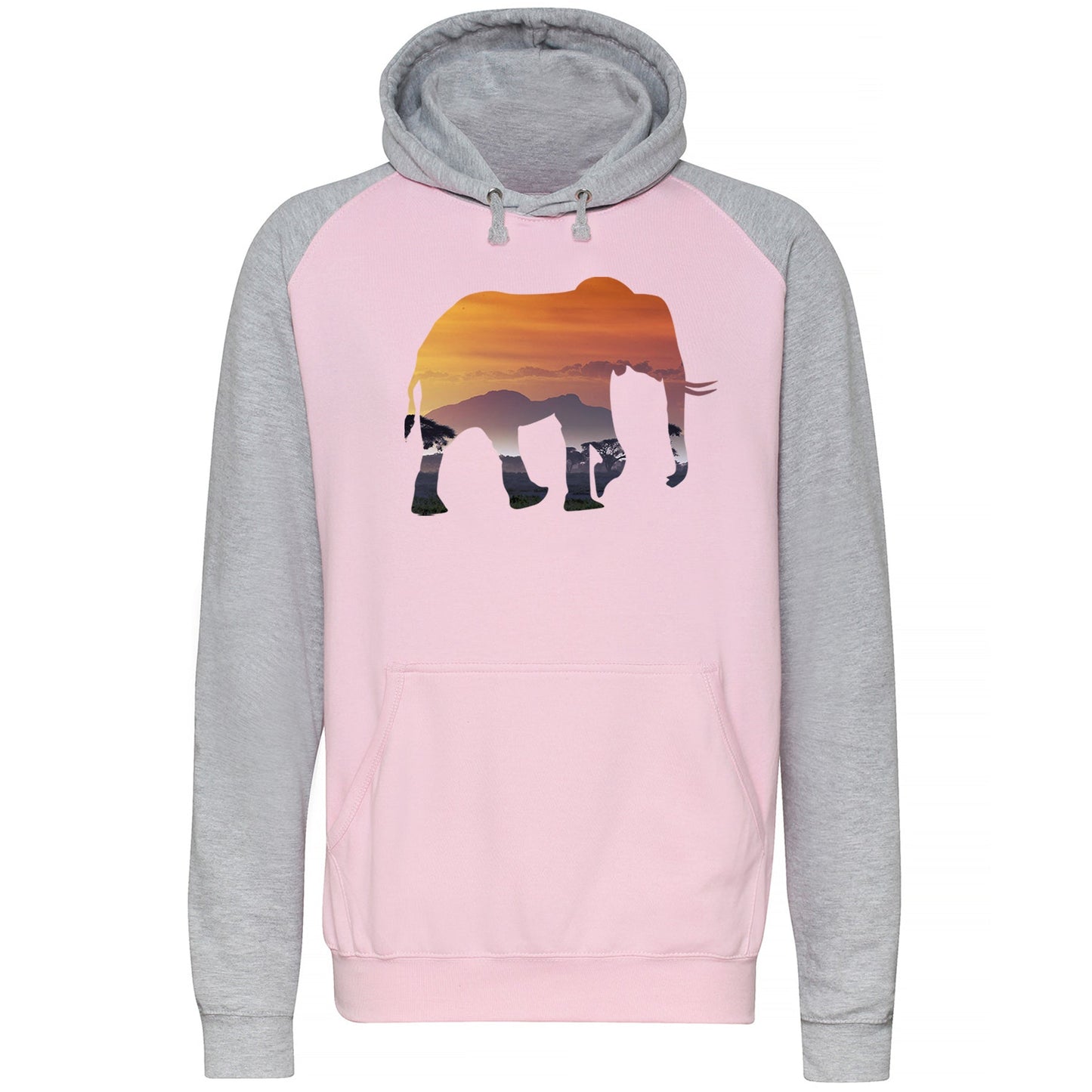 Elephant Silhouette African Landscape Baseball Hoodie