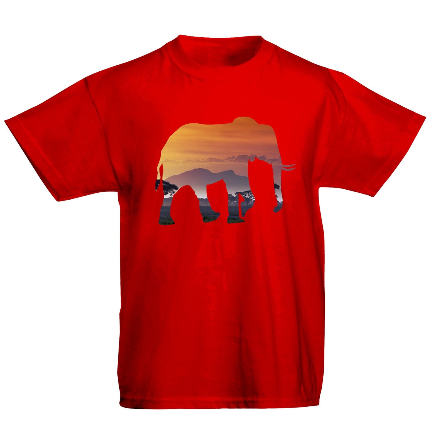 Elephant Silhouette African Landscape Kids T-shirt