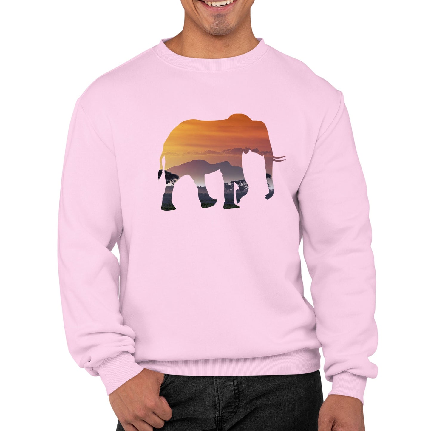 Elephant Silhouette African Landscape Mens Sweatshirt