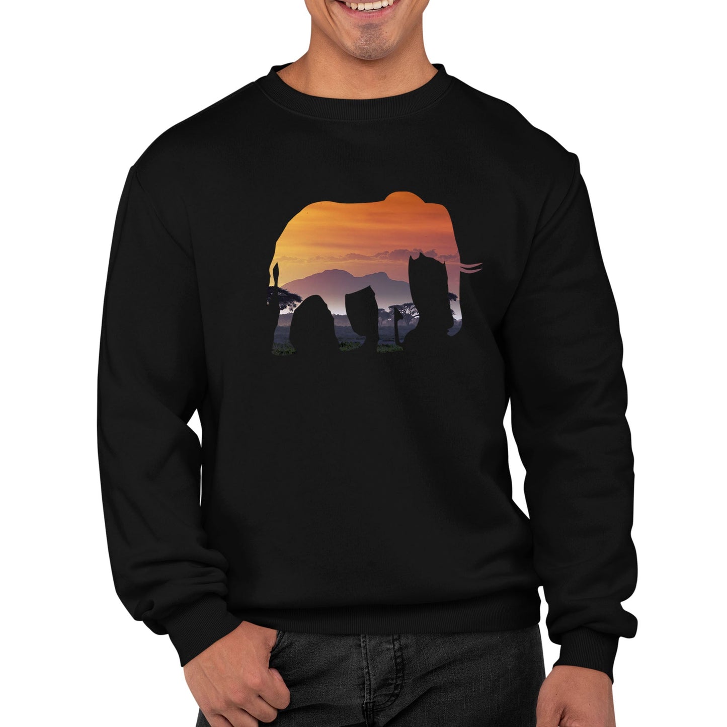 Elephant Silhouette African Landscape Mens Sweatshirt