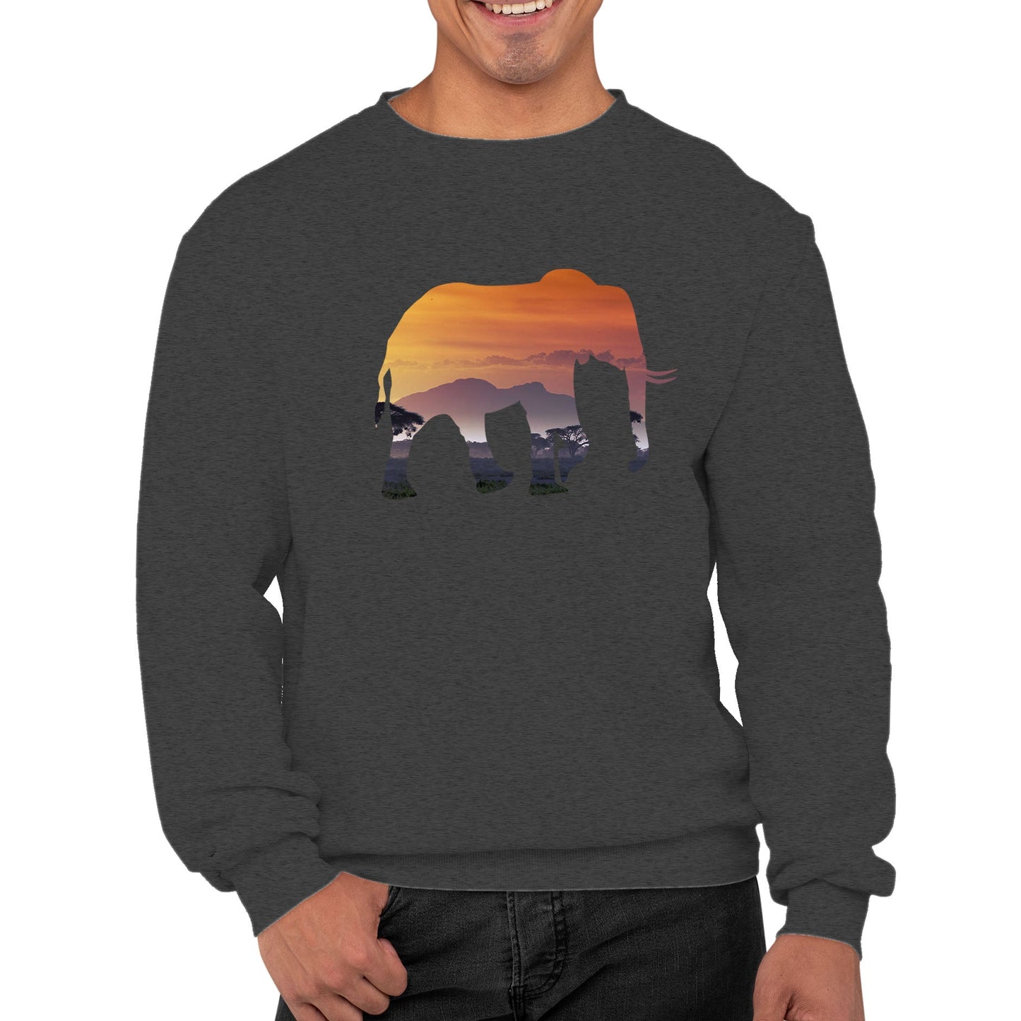 Elephant Silhouette African Landscape Mens Sweatshirt