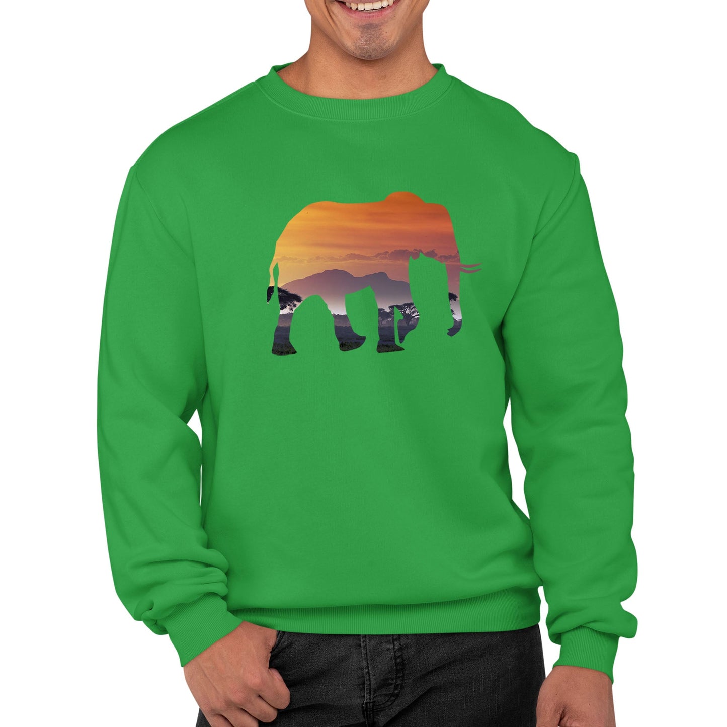 Elephant Silhouette African Landscape Mens Sweatshirt