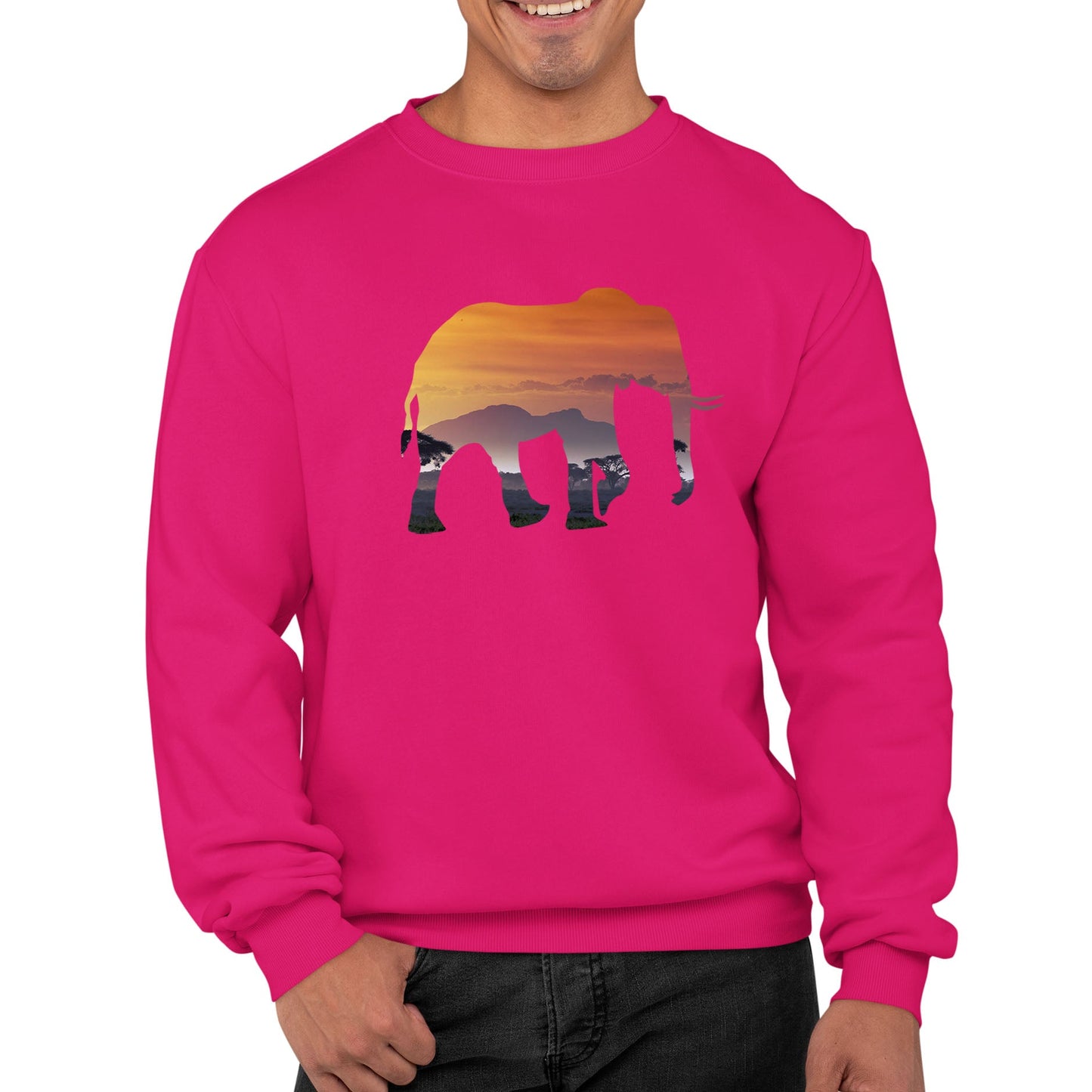 Elephant Silhouette African Landscape Mens Sweatshirt