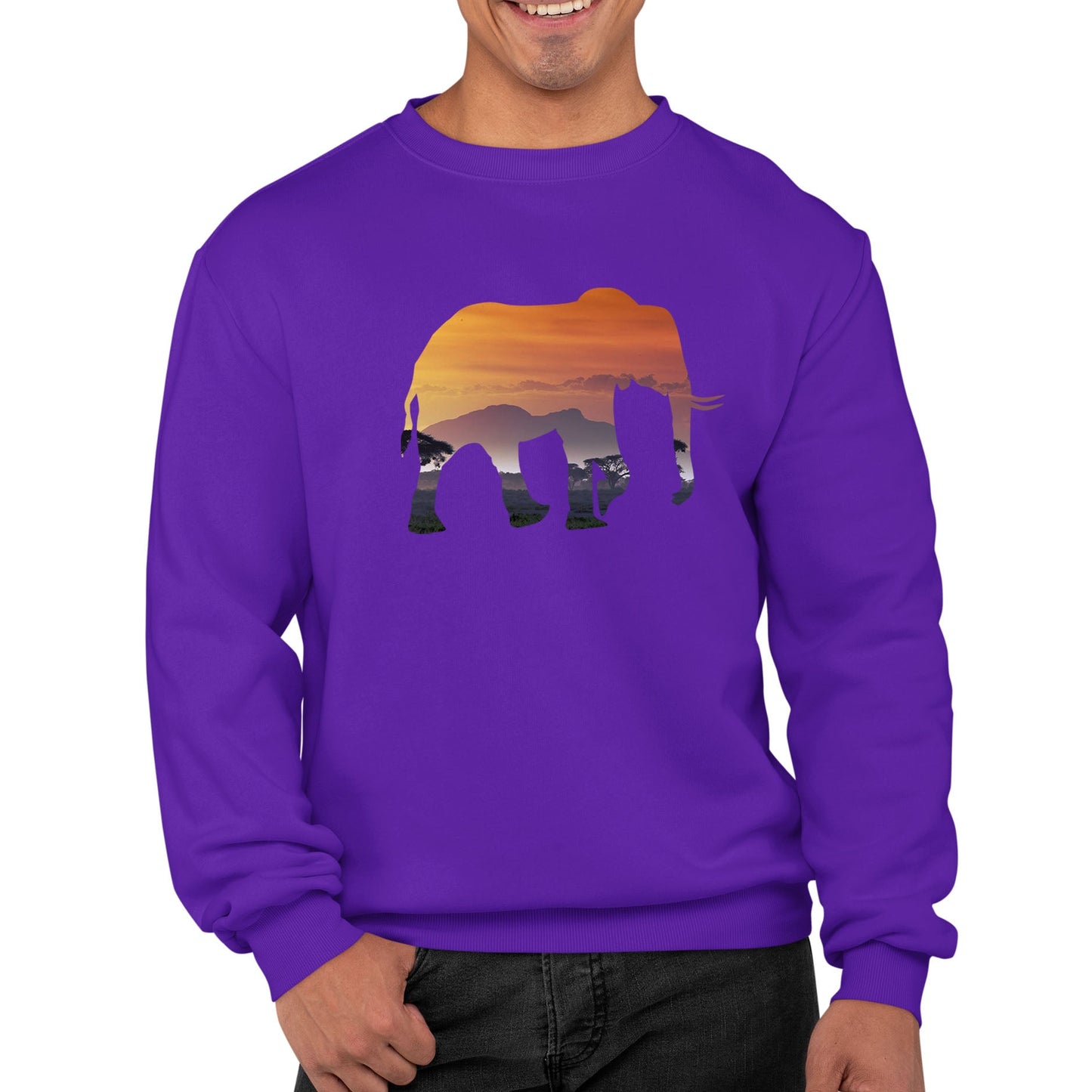 Elephant Silhouette African Landscape Mens Sweatshirt