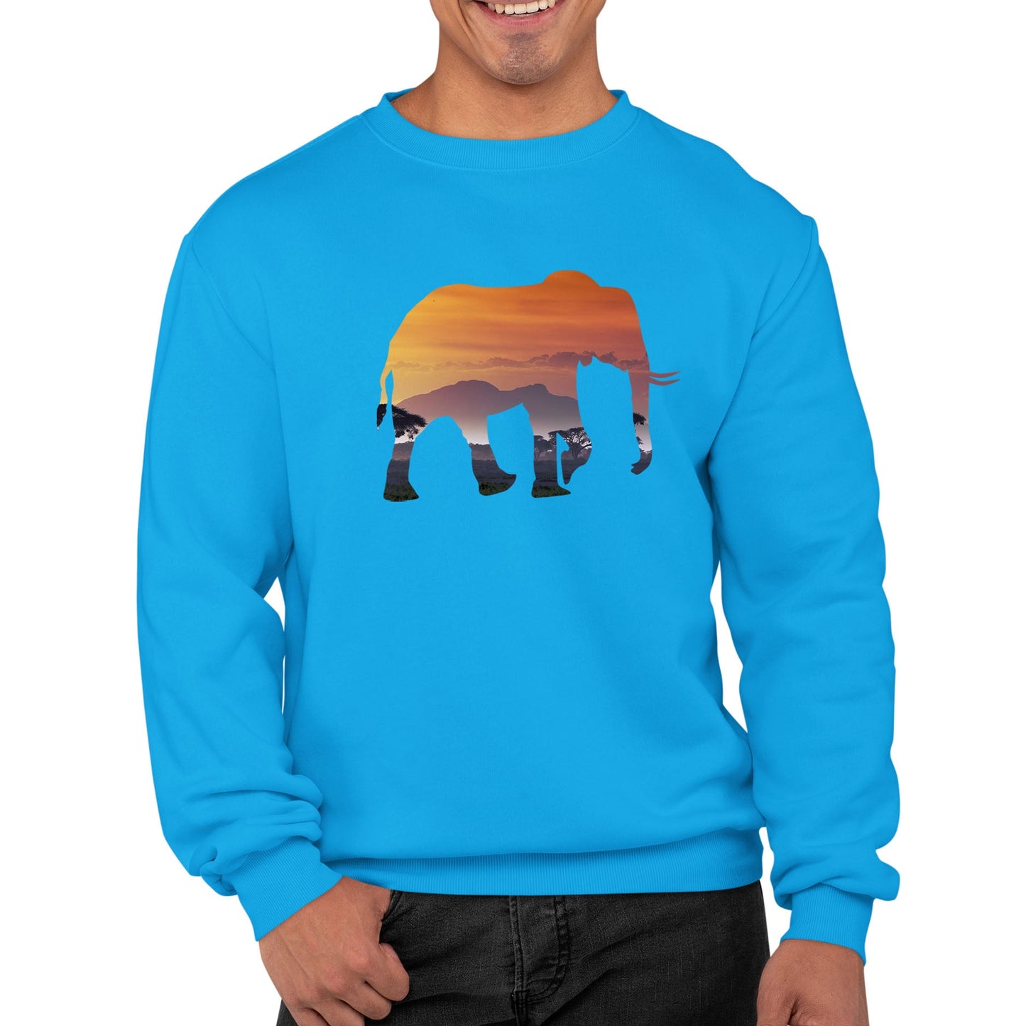 Elephant Silhouette African Landscape Mens Sweatshirt