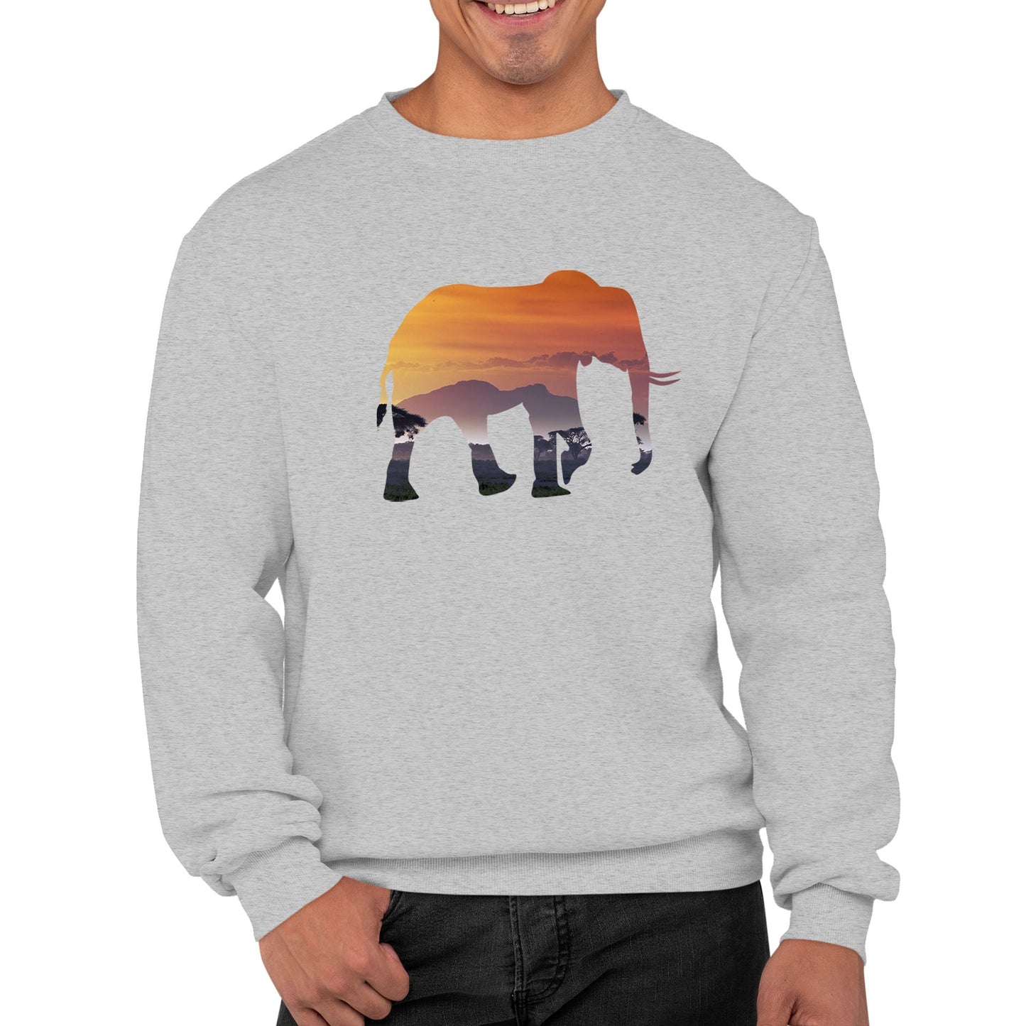 Elephant Silhouette African Landscape Mens Sweatshirt