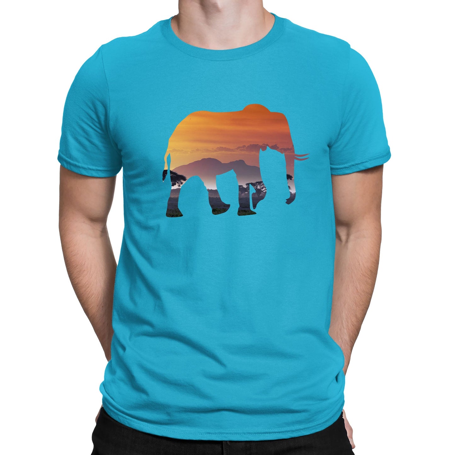 Elephant Silhouette African Landscape Mens T-shirt