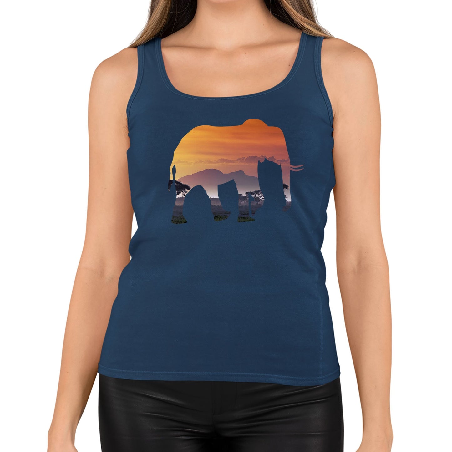 Elephant Silhouette African Landscape Womens Vest