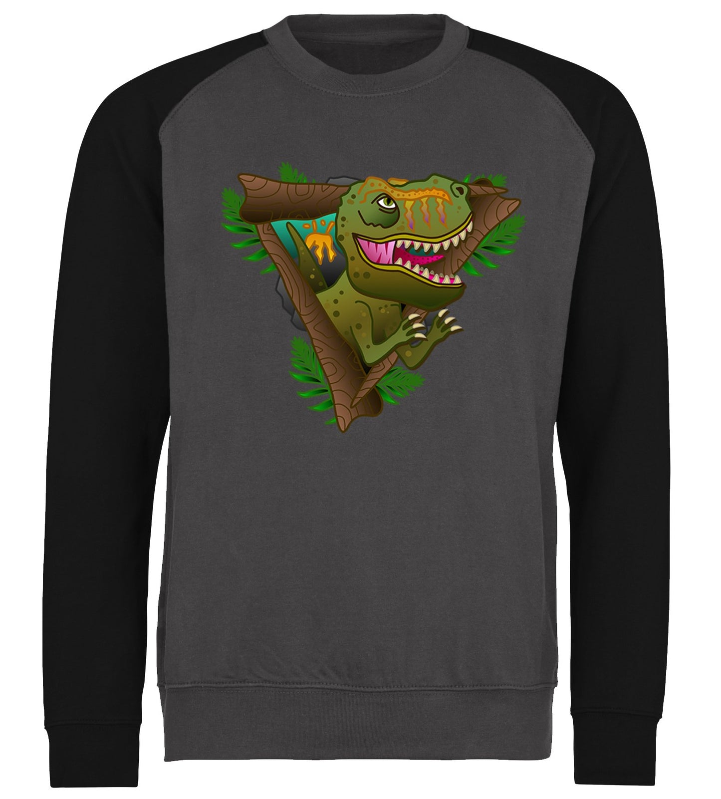 T-Rex Dinosaur Baseball Sweatshirt