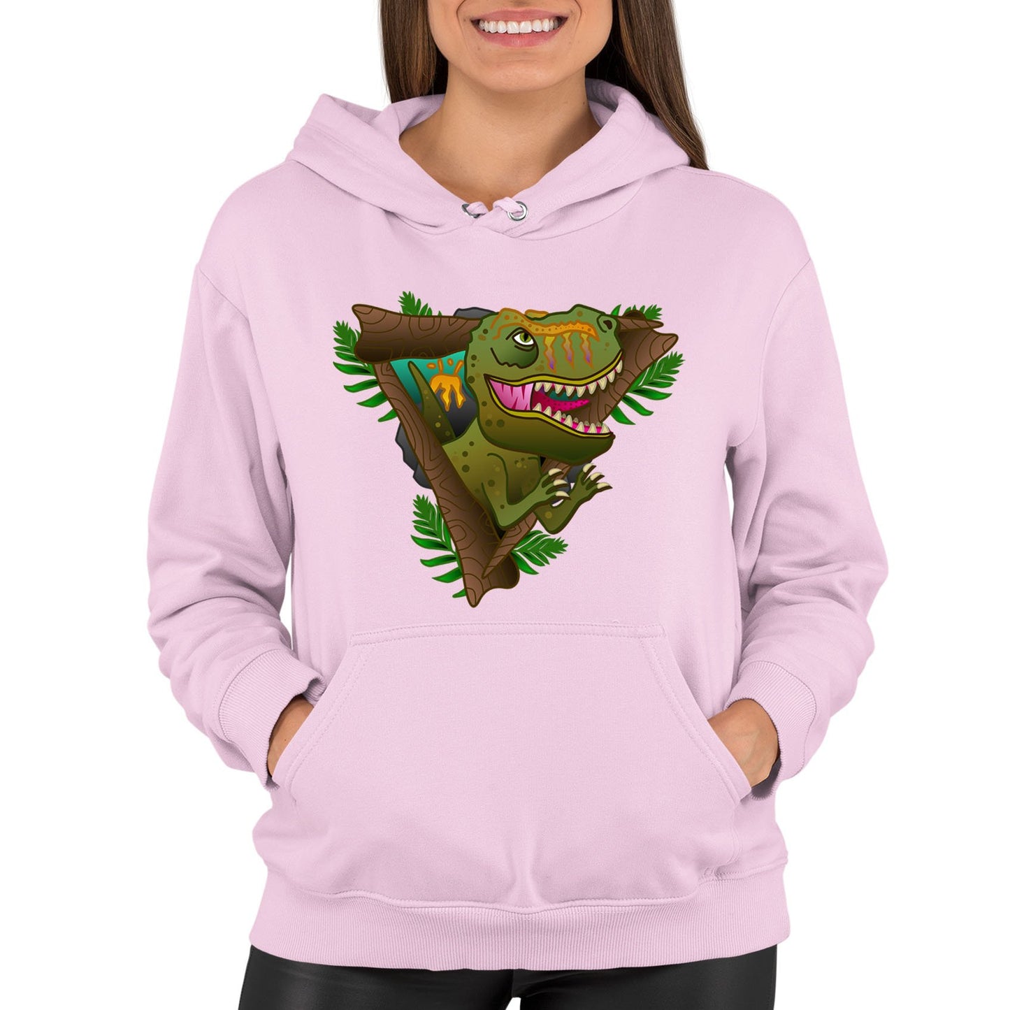 T-Rex Dinosaur Womens Pullover Hoodie