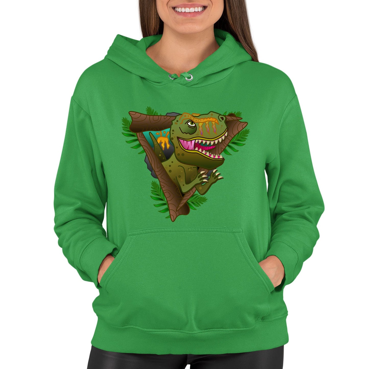 T-Rex Dinosaur Womens Pullover Hoodie