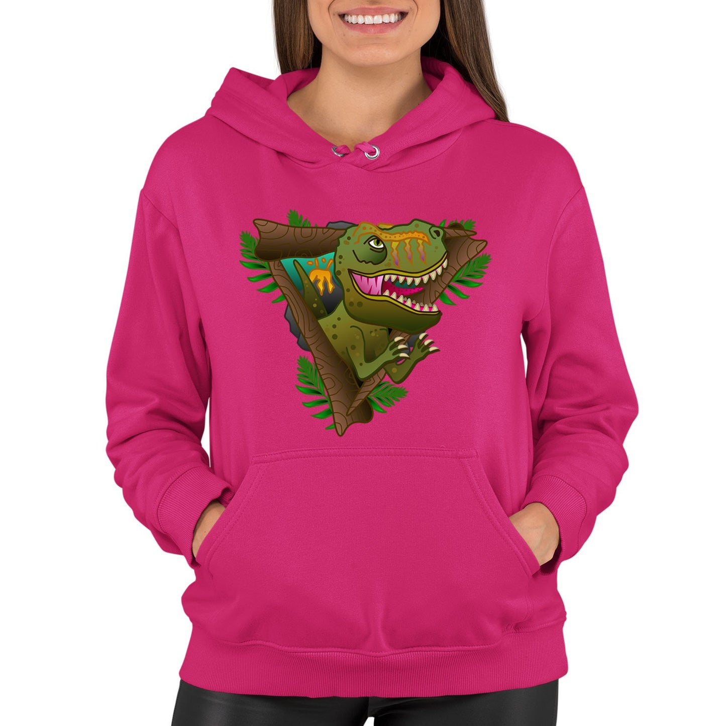 T-Rex Dinosaur Womens Pullover Hoodie