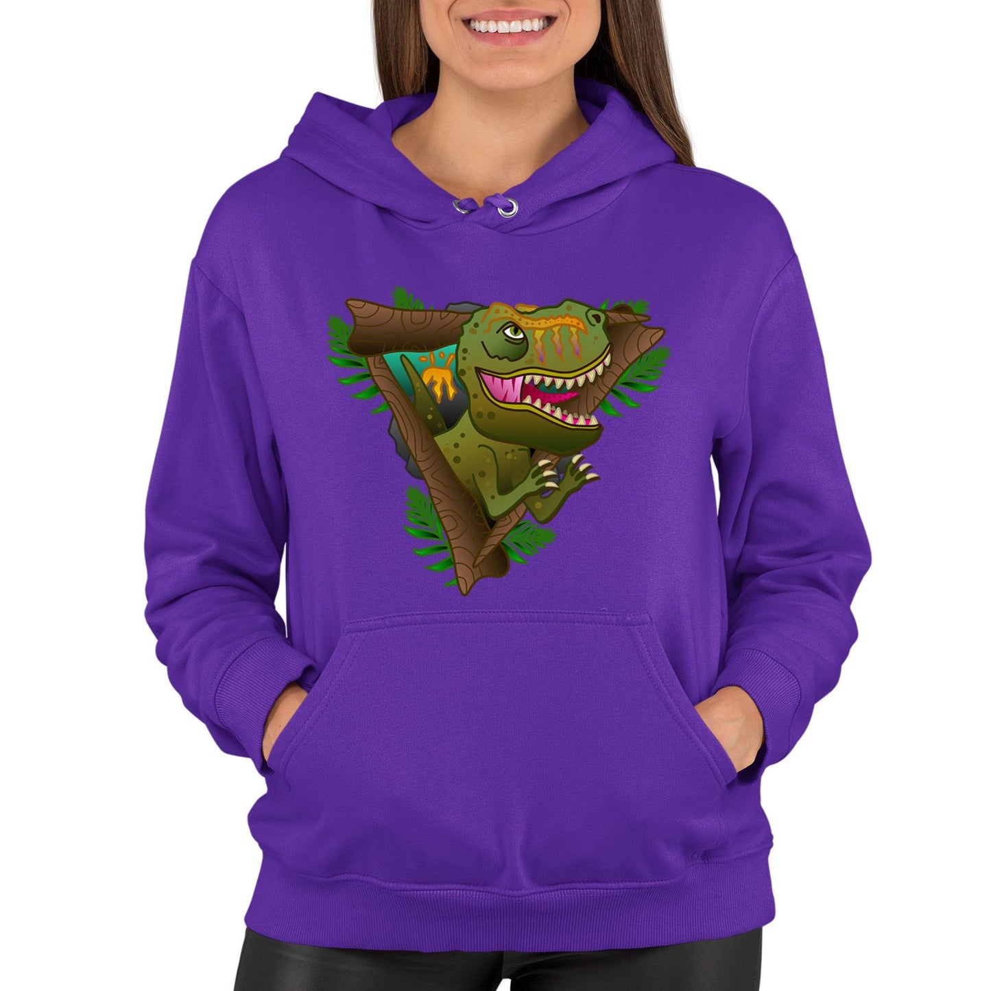 T-Rex Dinosaur Womens Pullover Hoodie