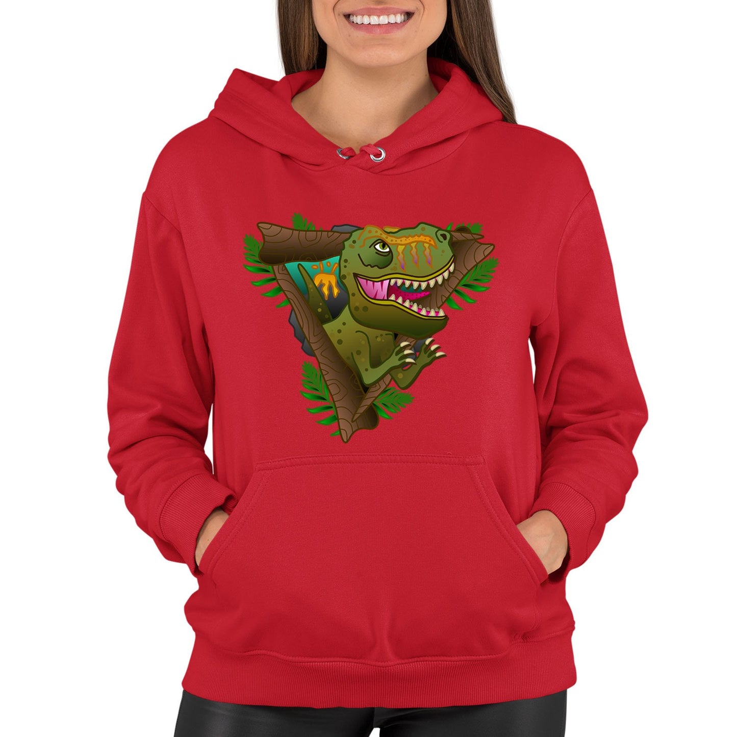 T-Rex Dinosaur Womens Pullover Hoodie