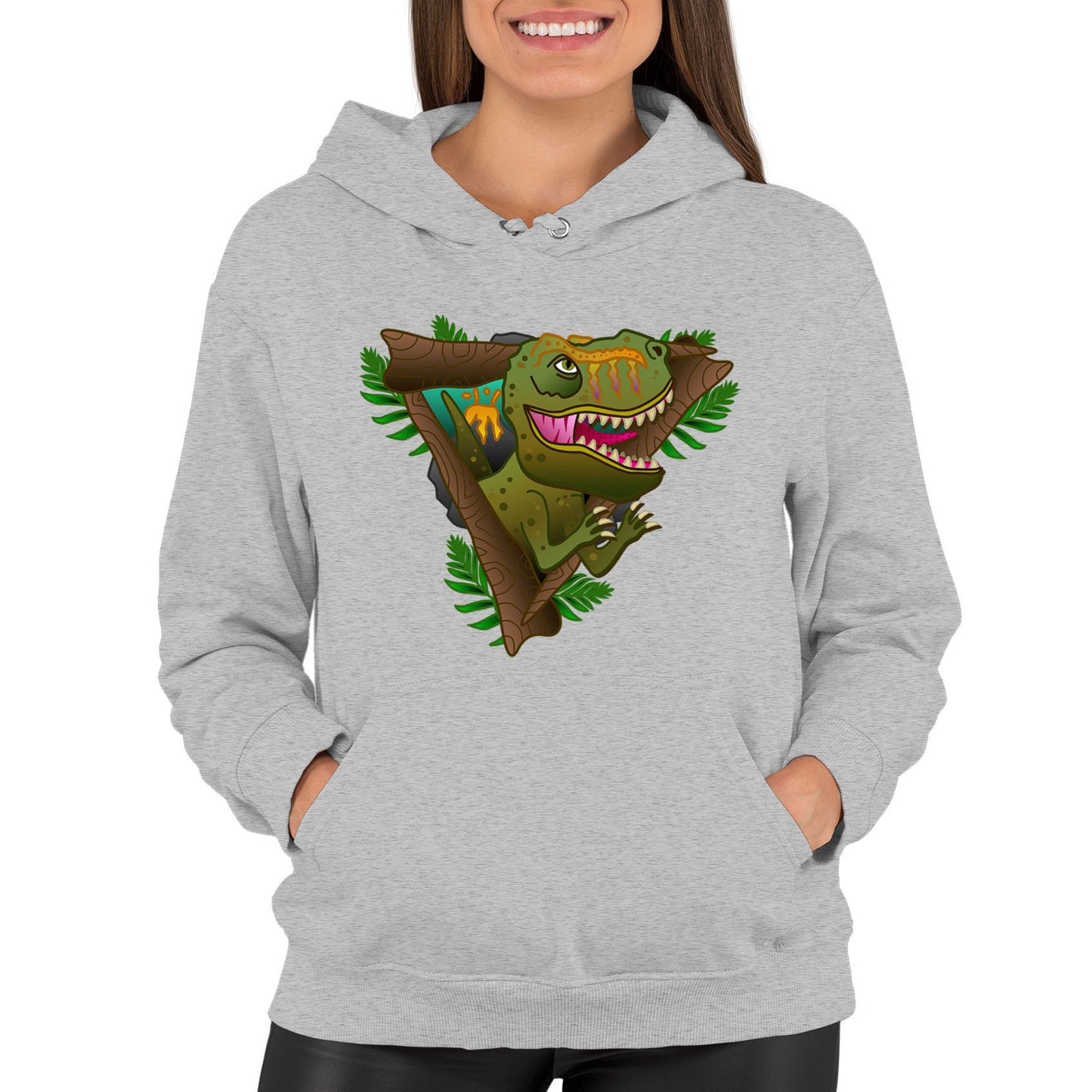 T-Rex Dinosaur Womens Pullover Hoodie