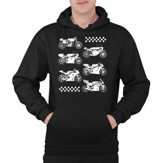 Evolution Of The GP Motorbike Mens Pullover Hoodie