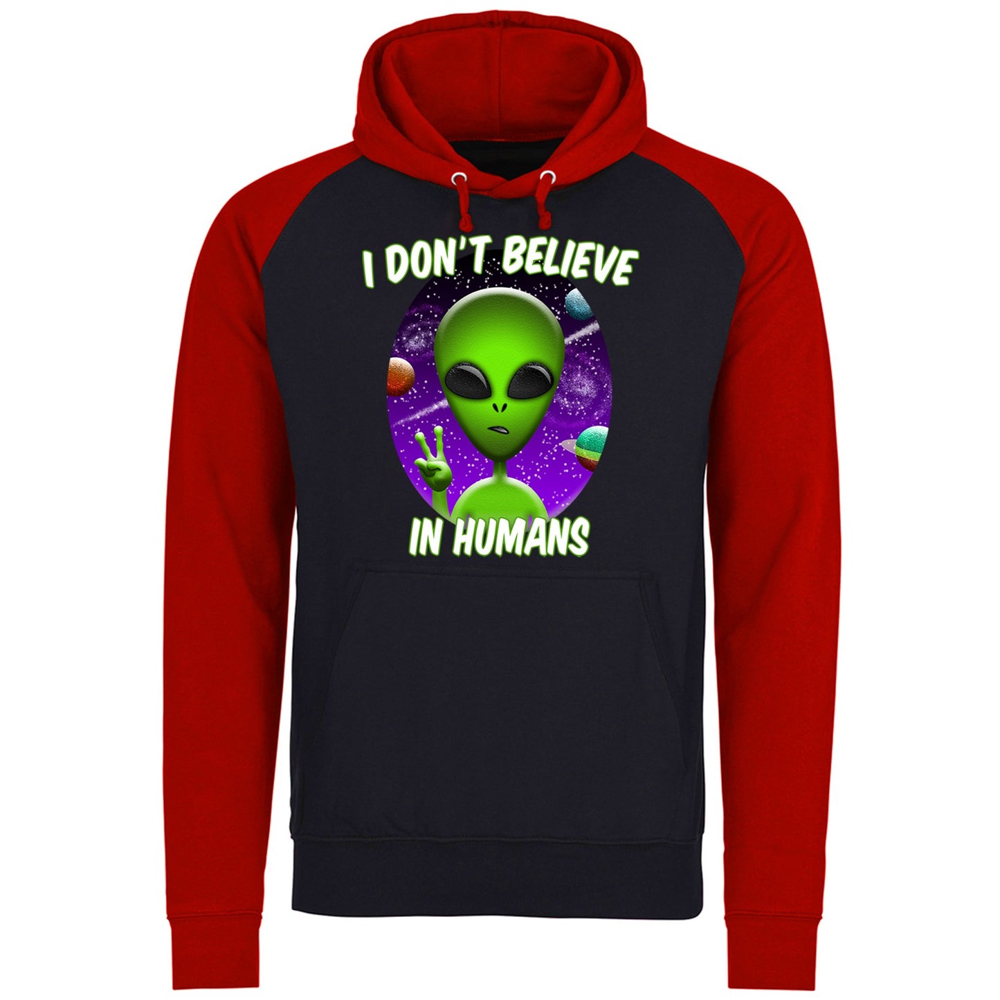 I Don't Believe In Humans Baseball Hoodie