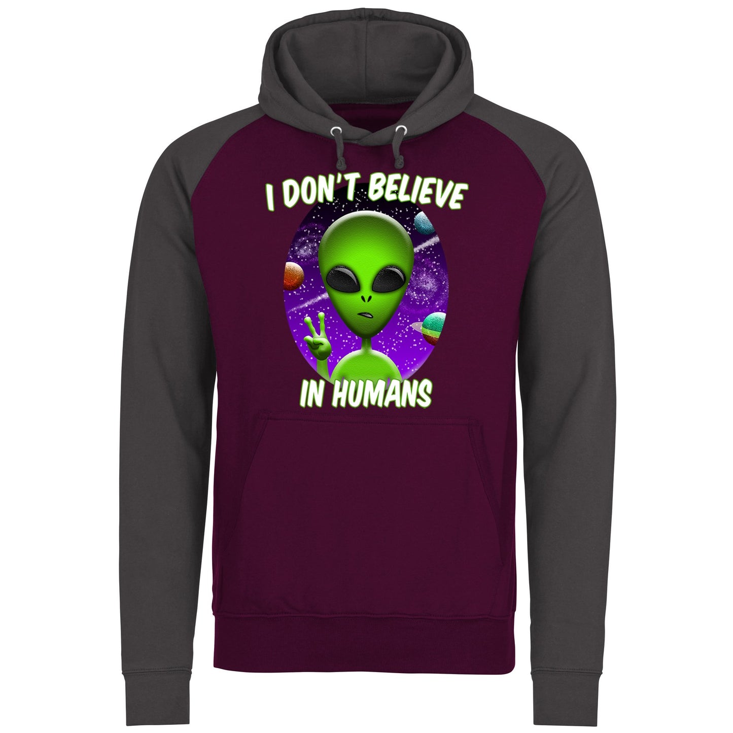 I Don't Believe In Humans Baseball Hoodie