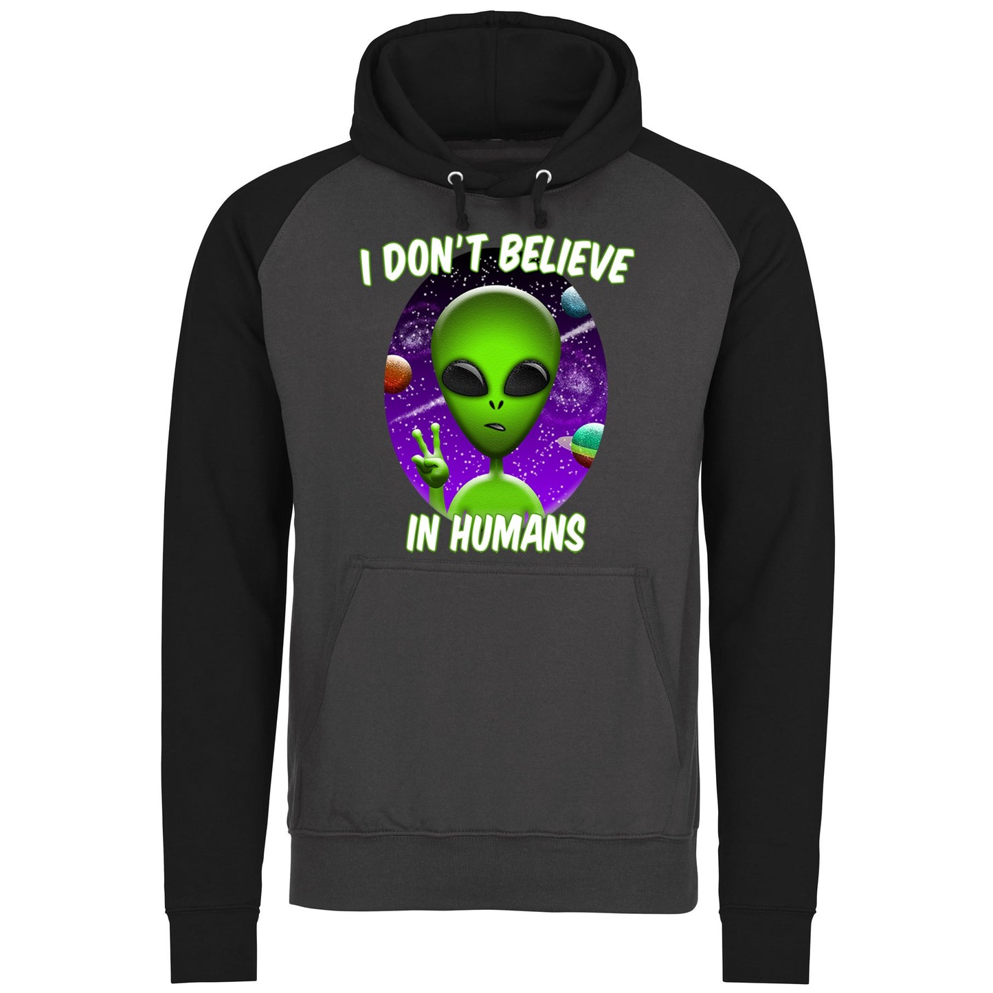 I Don't Believe In Humans Baseball Hoodie