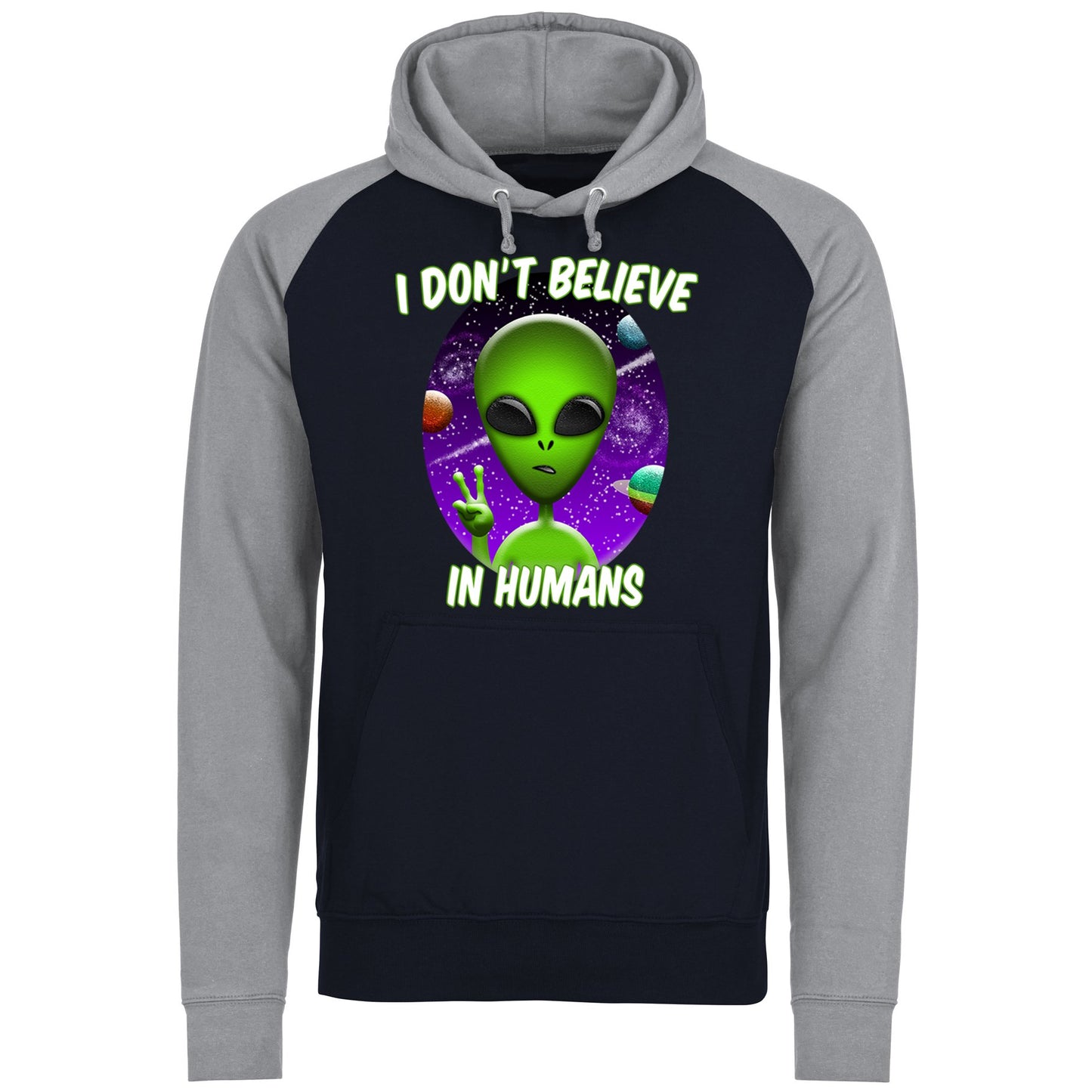 I Don't Believe In Humans Baseball Hoodie