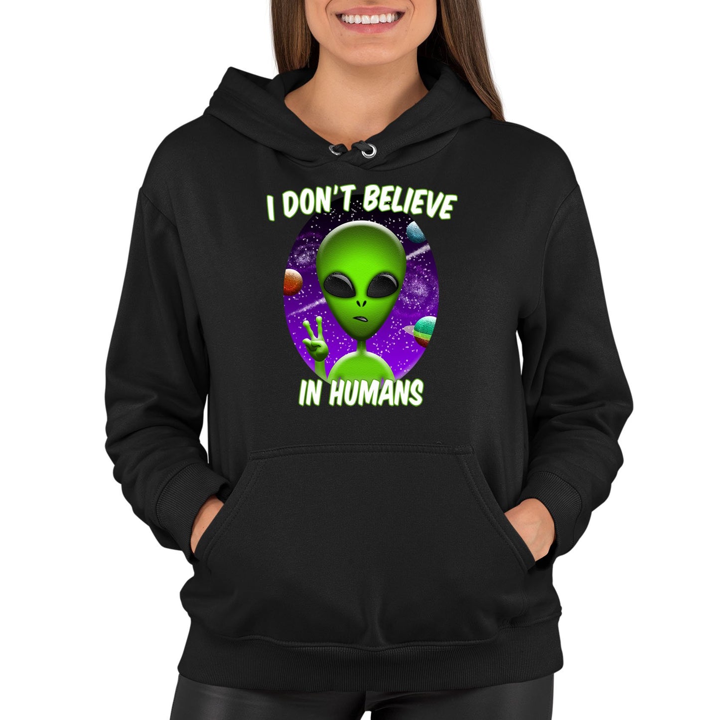 I Don't Believe In Humans Womens Pullover Hoodie