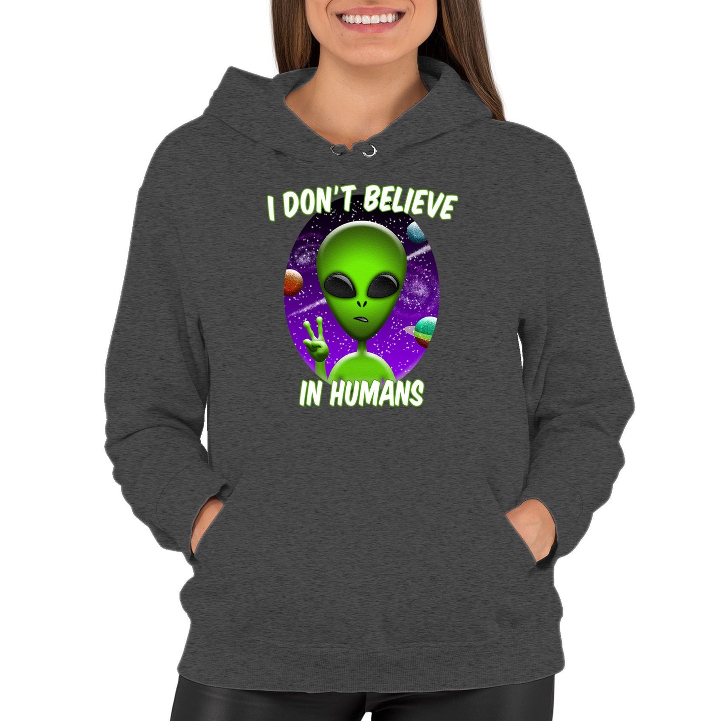 I Don't Believe In Humans Womens Pullover Hoodie