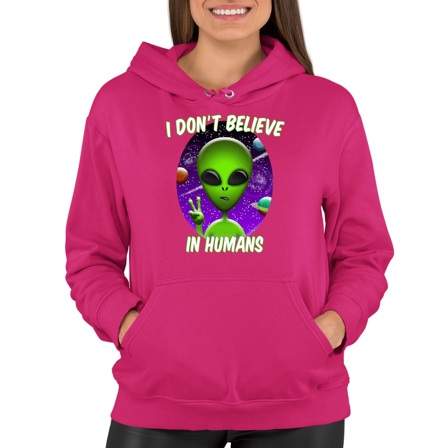 I Don't Believe In Humans Womens Pullover Hoodie