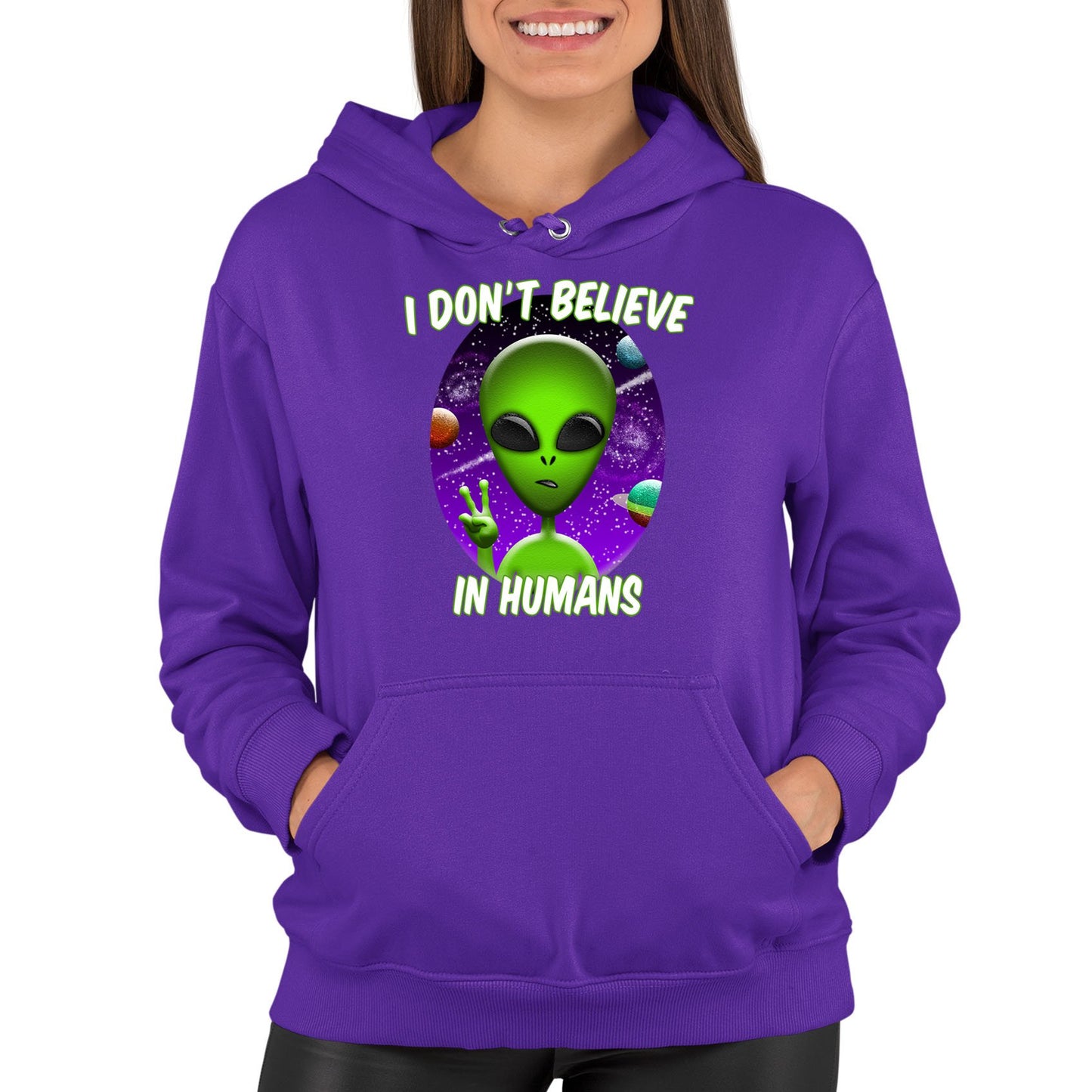 I Don't Believe In Humans Womens Pullover Hoodie