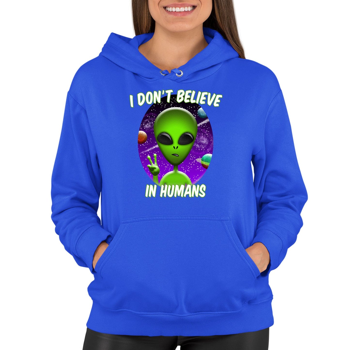 I Don't Believe In Humans Womens Pullover Hoodie