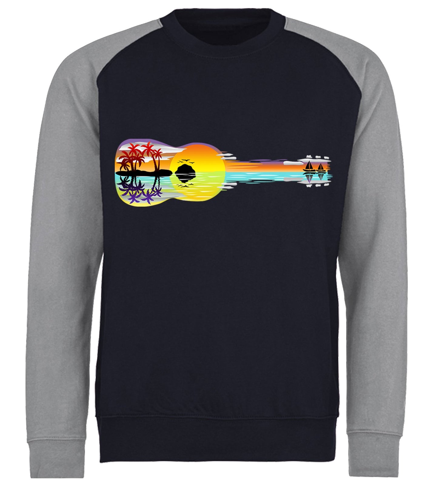 Tropical Sunset Guitar Baseball Sweatshirt