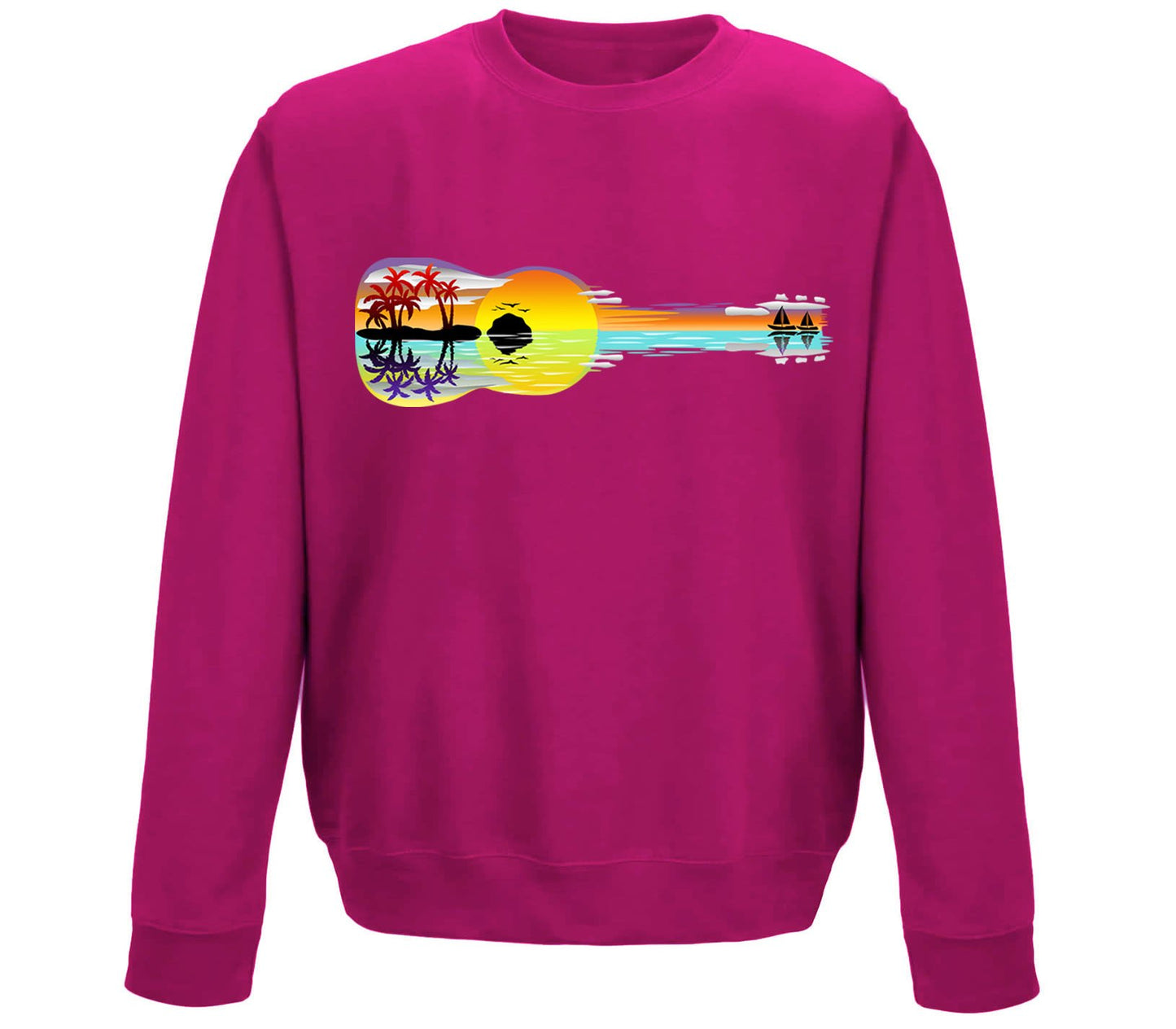 Tropical Sunset Guitar Childrens Sweatshirt