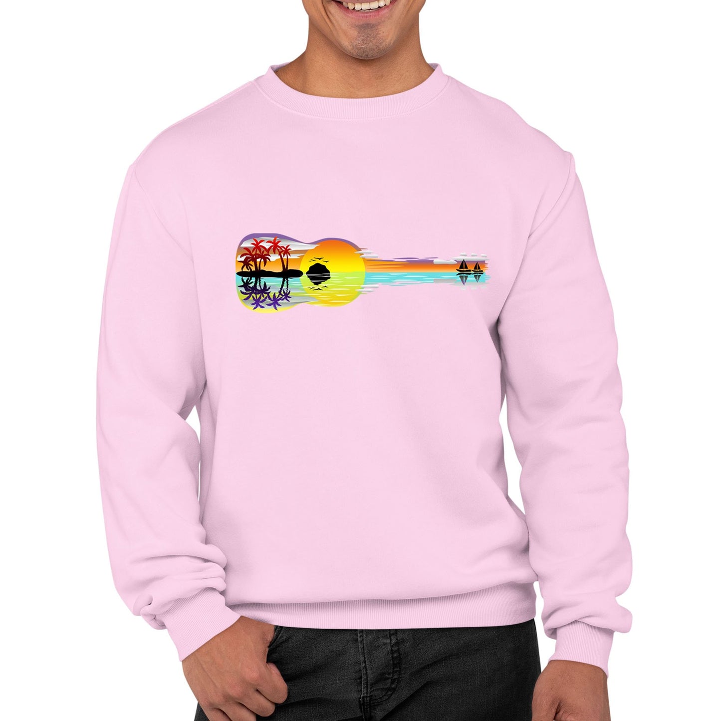 Tropical Sunset Guitar Mens Sweatshirt