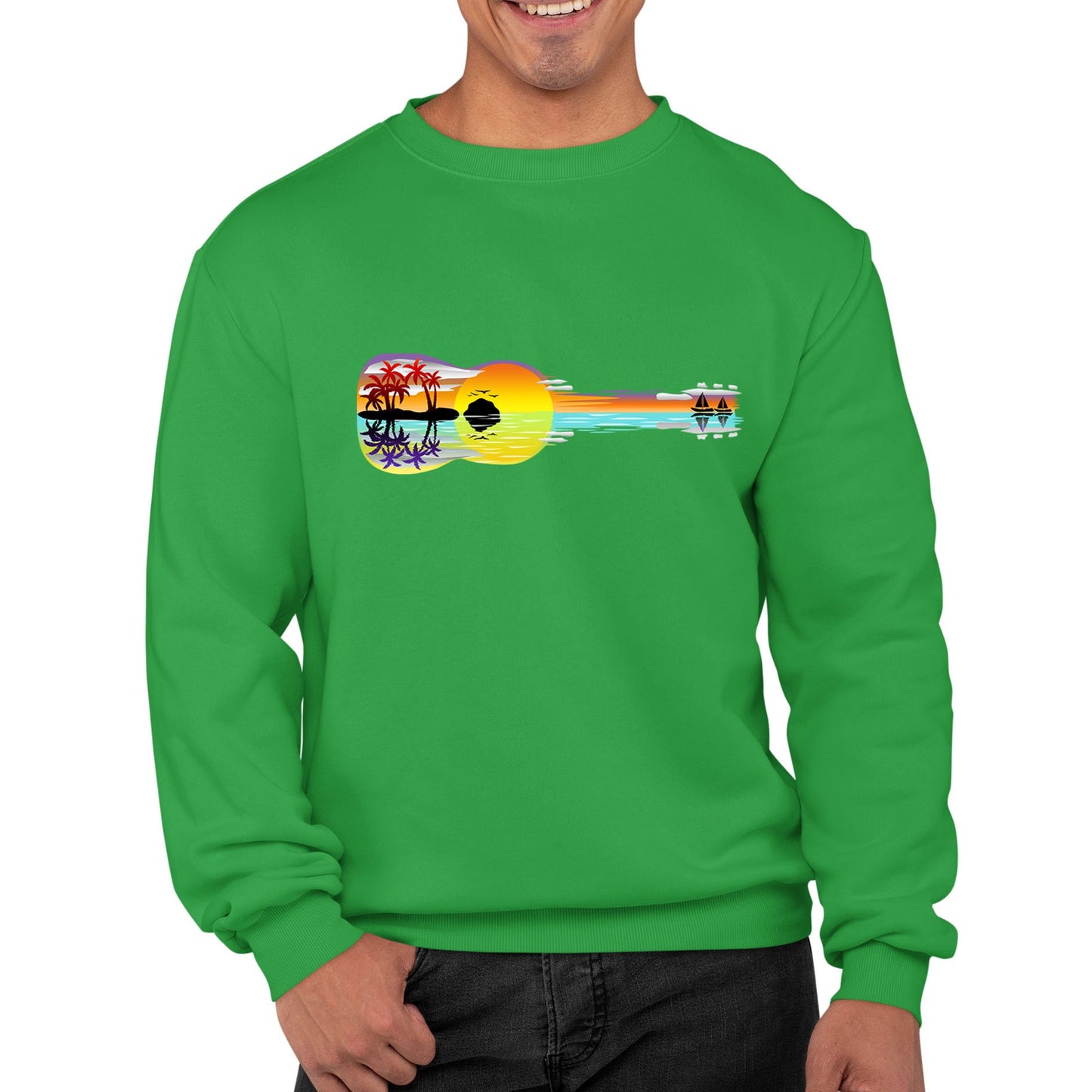 Tropical Sunset Guitar Mens Sweatshirt