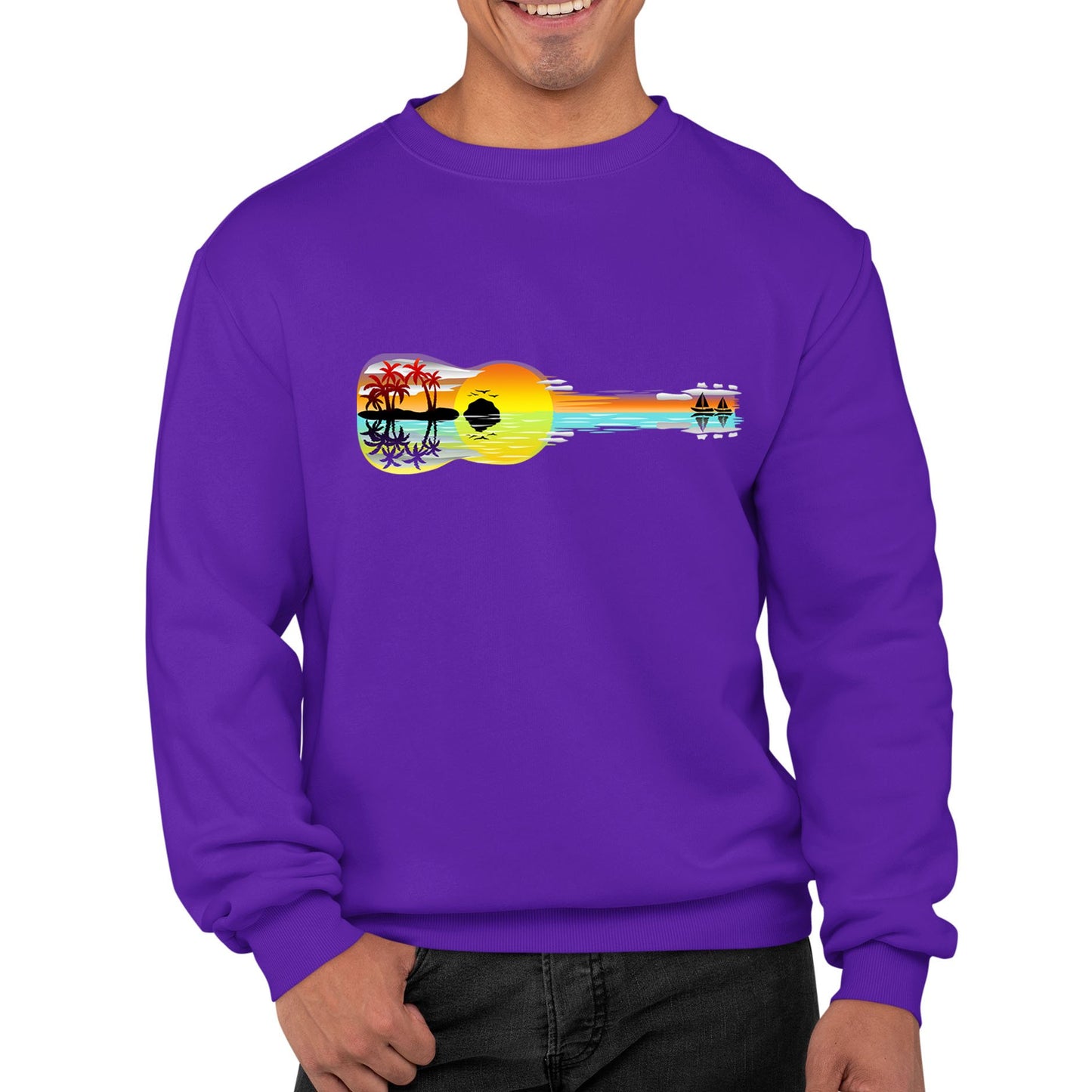 Tropical Sunset Guitar Mens Sweatshirt