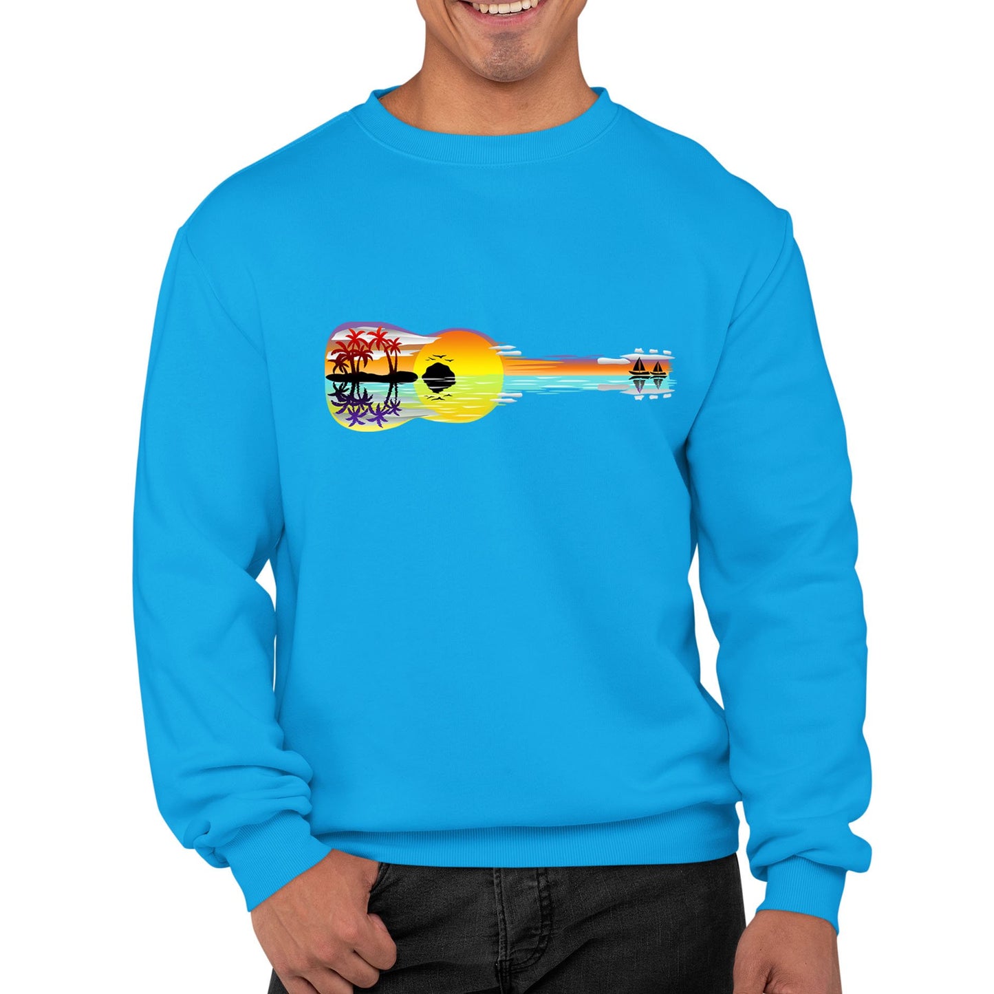 Tropical Sunset Guitar Mens Sweatshirt