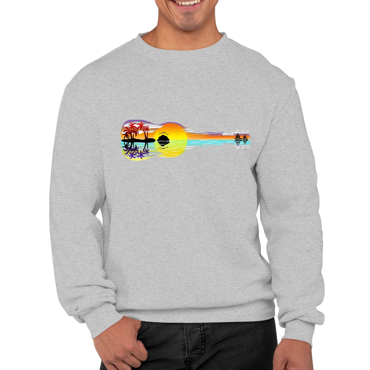 Tropical Sunset Guitar Mens Sweatshirt