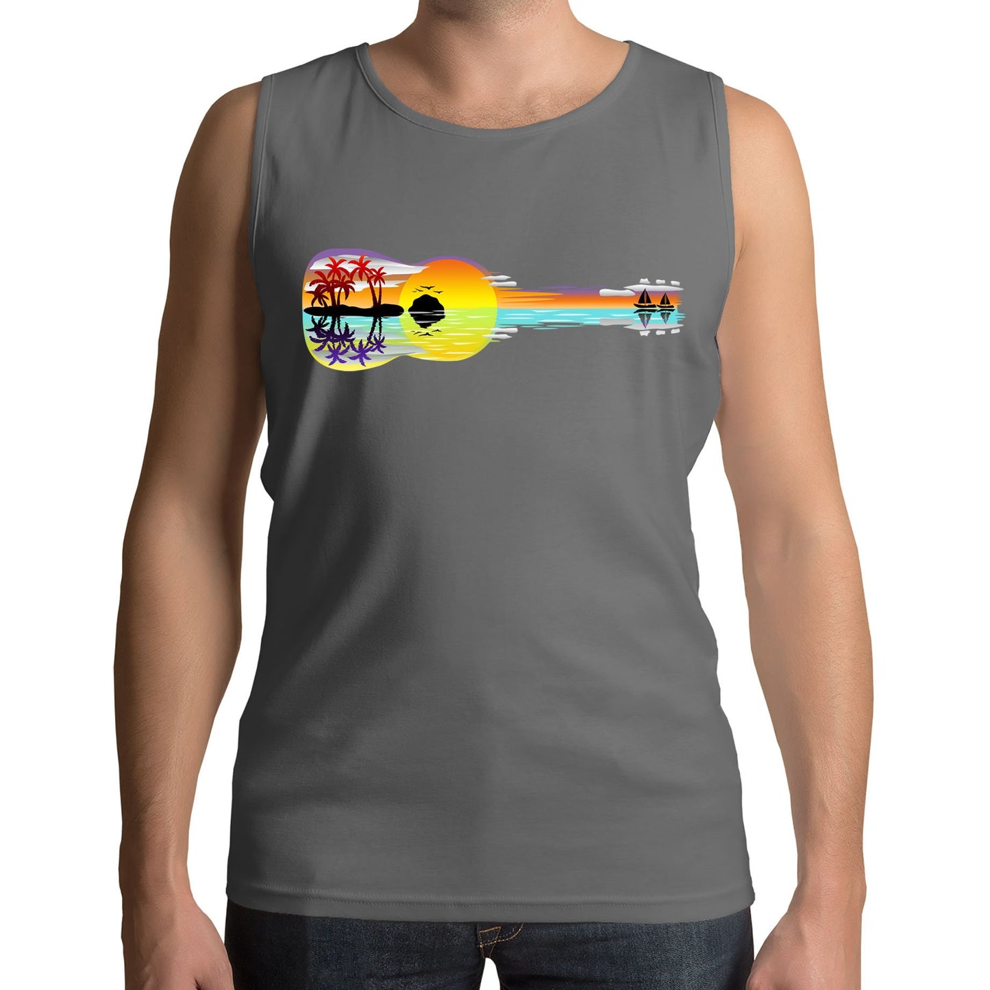 Tropical Sunset Guitar Mens Vest