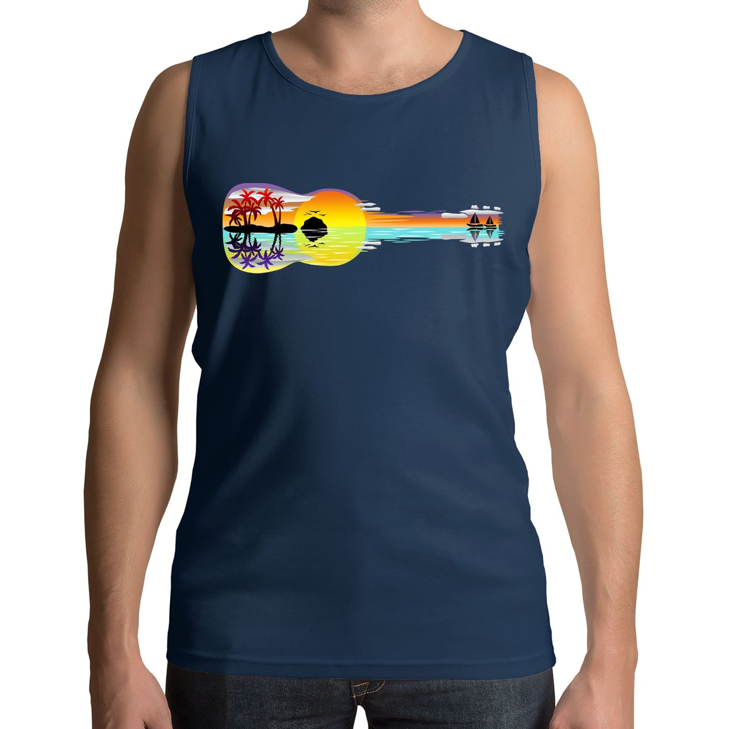 Tropical Sunset Guitar Mens Vest