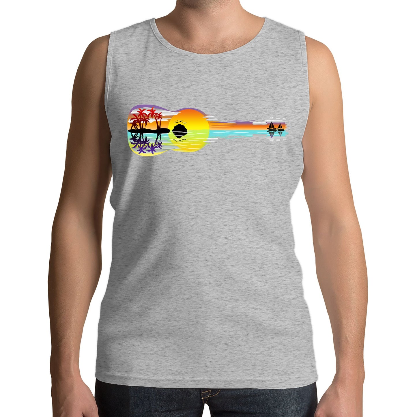 Tropical Sunset Guitar Mens Vest