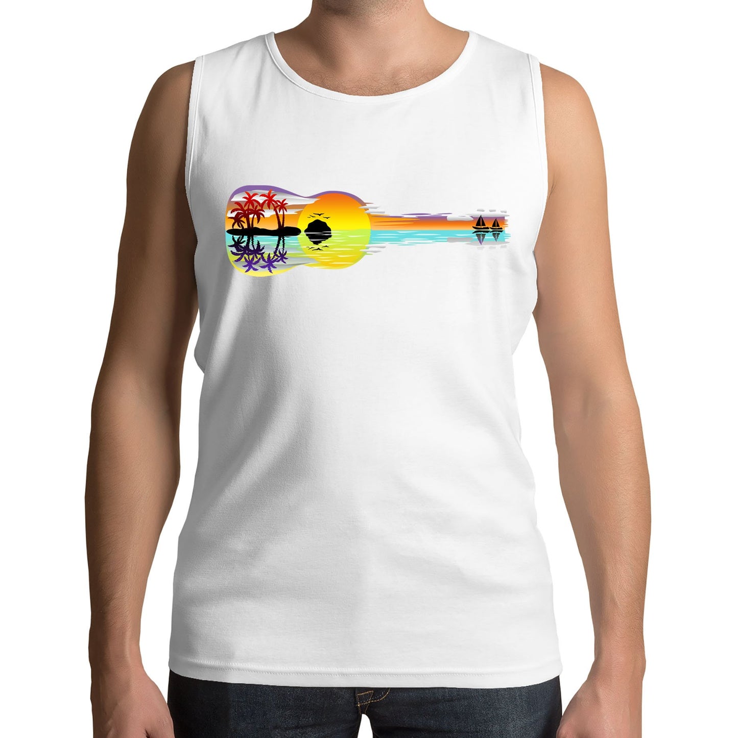 Tropical Sunset Guitar Mens Vest