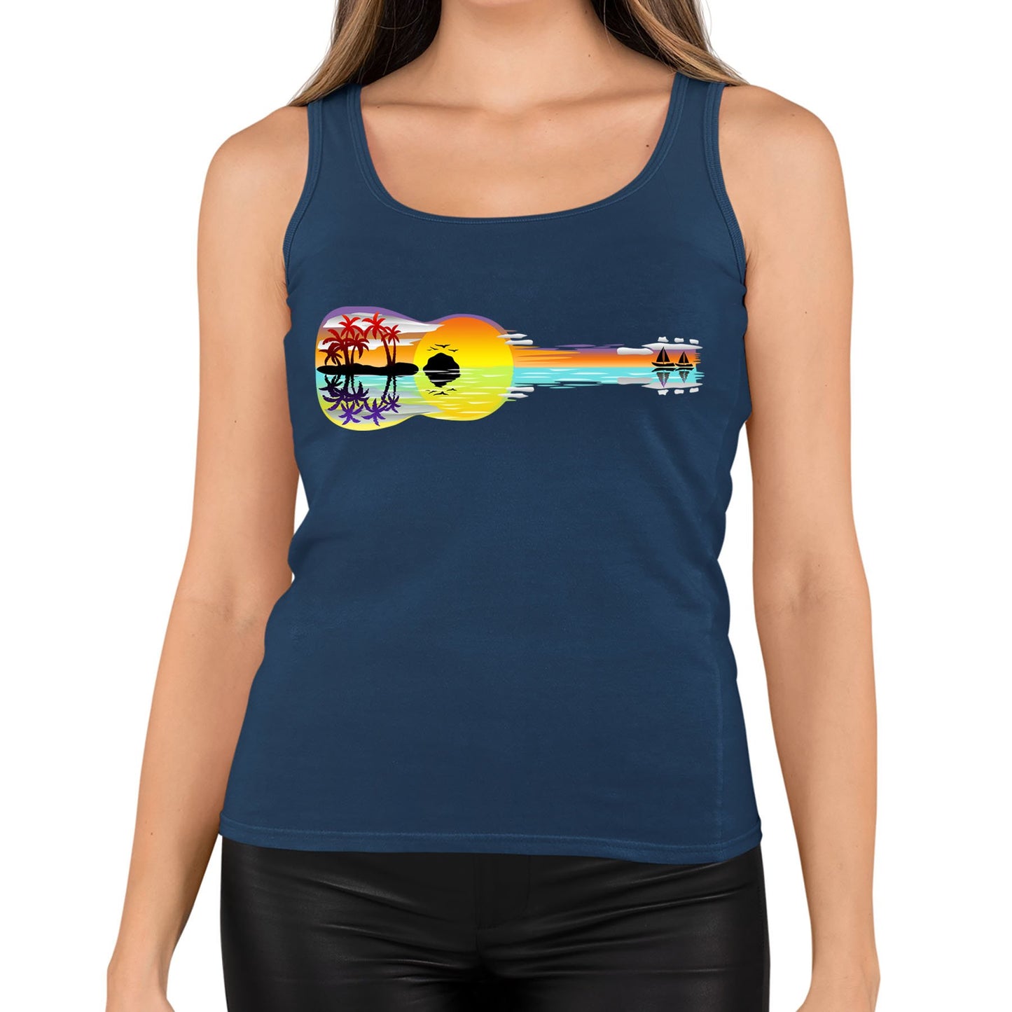 Tropical Sunset Guitar Womens Vest
