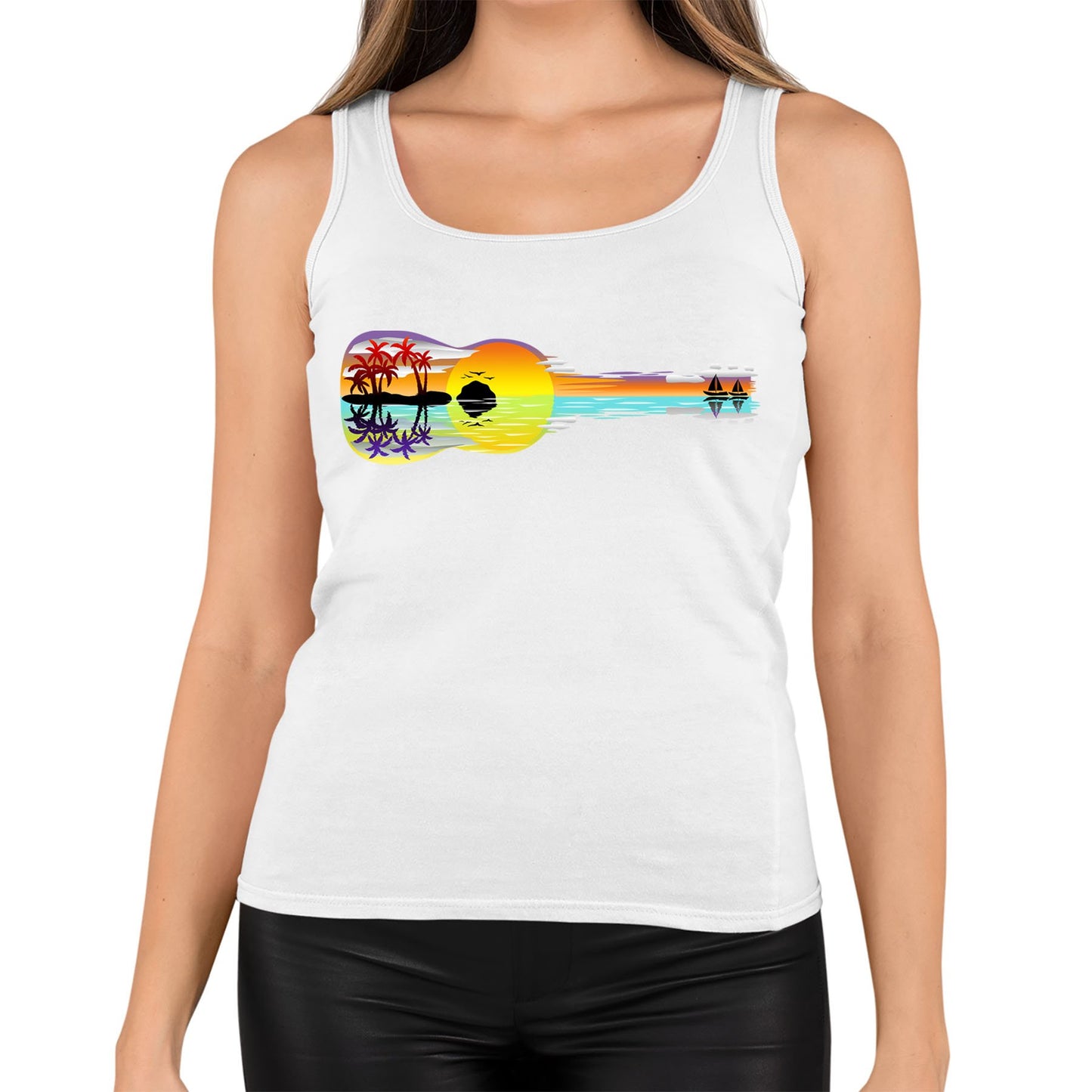 Tropical Sunset Guitar Womens Vest