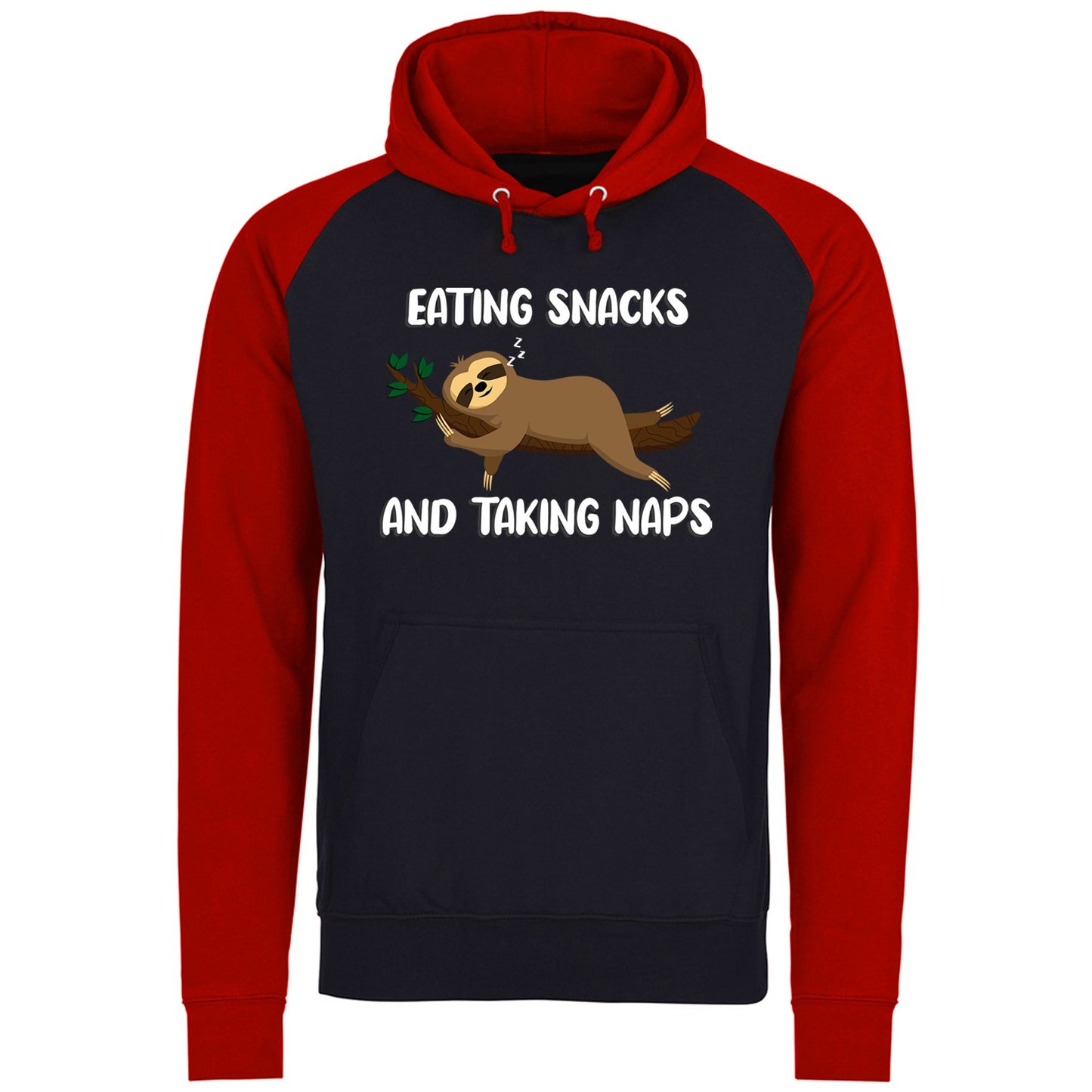 Eating Snack And Taking Naps Funny Sloth Baseball Hoodie