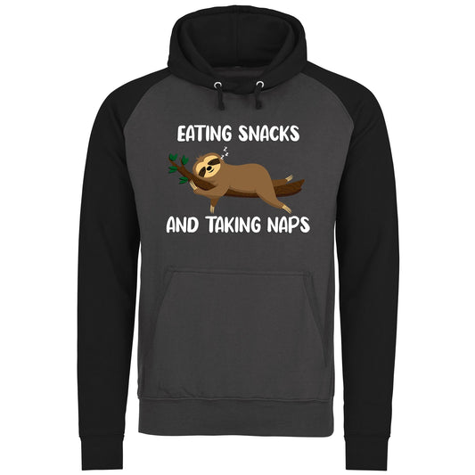 Eating Snack And Taking Naps Funny Sloth Baseball Hoodie