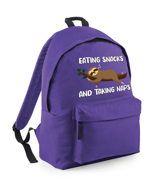 Eating Snacks And Taking Naps Funny Sloth Back Pack