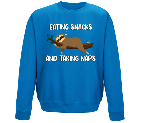 Eating Snack And Taking Naps Funny Sloth Childrens Sweatshirt