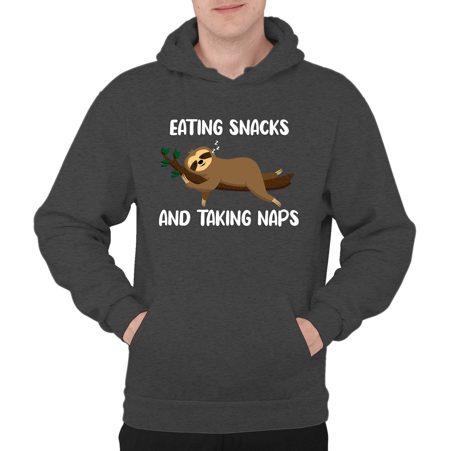 Eating Snack And Taking Naps Funny Sloth Mens Pullover Hoodie